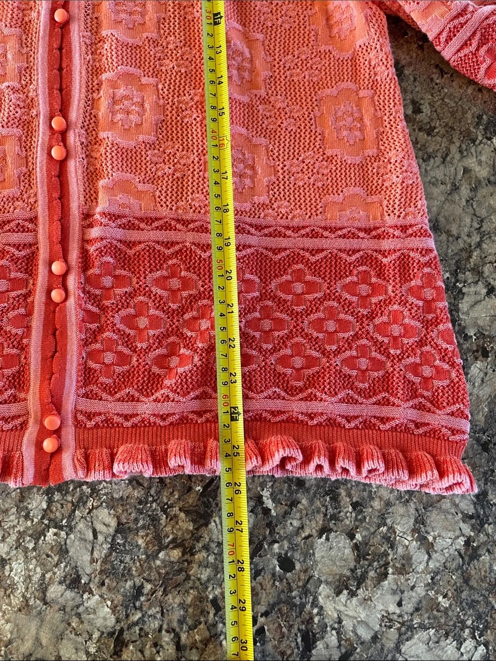 Gudrun Sjoden Coral Naima Crochet Button-Front Cardigan L Organic Cotton Artsy